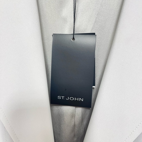 New St. John platinum silk lined blazer black label sz 14 - Picture 4 of 10